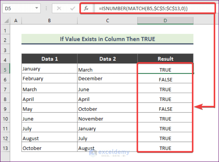 If Value Exists in Column Then TRUE in Excel ExcelDemy