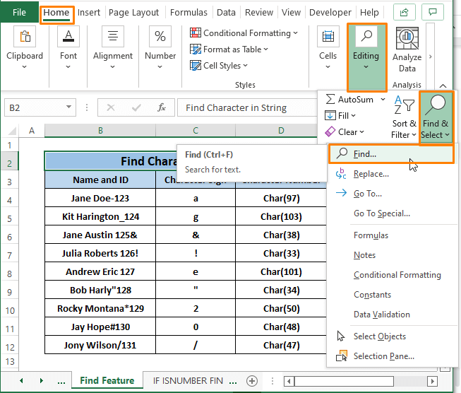 How to Find a Character in Excel String (8 Easy Ways) ExcelDemy