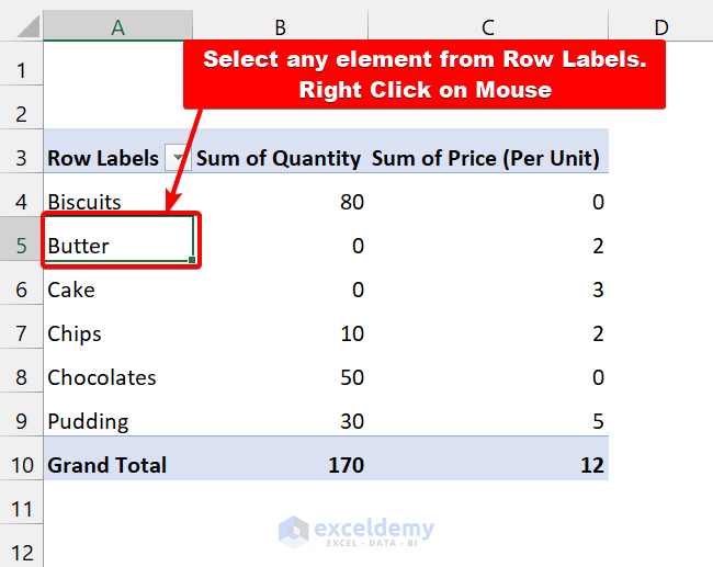 How To Hide Zero Values Grand Total In Pivot Table
