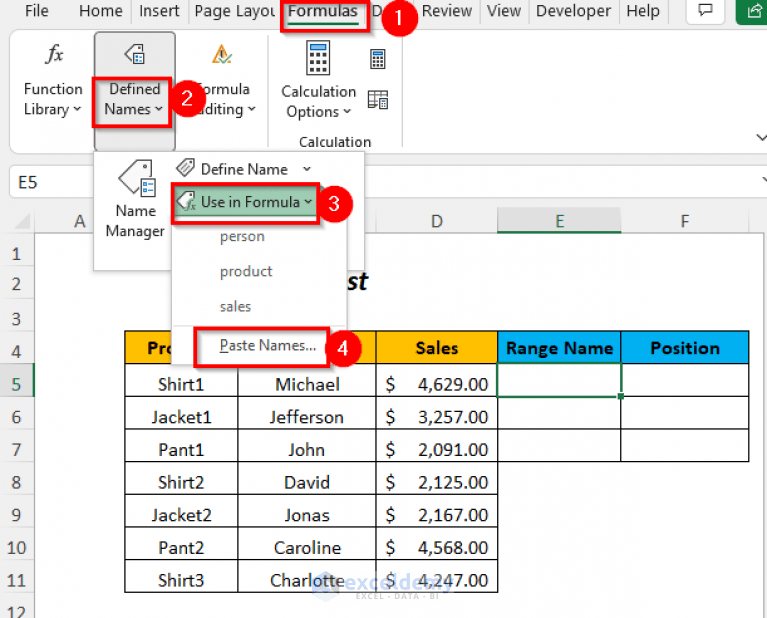 How to Paste Range Names in Excel (7 Ways) ExcelDemy