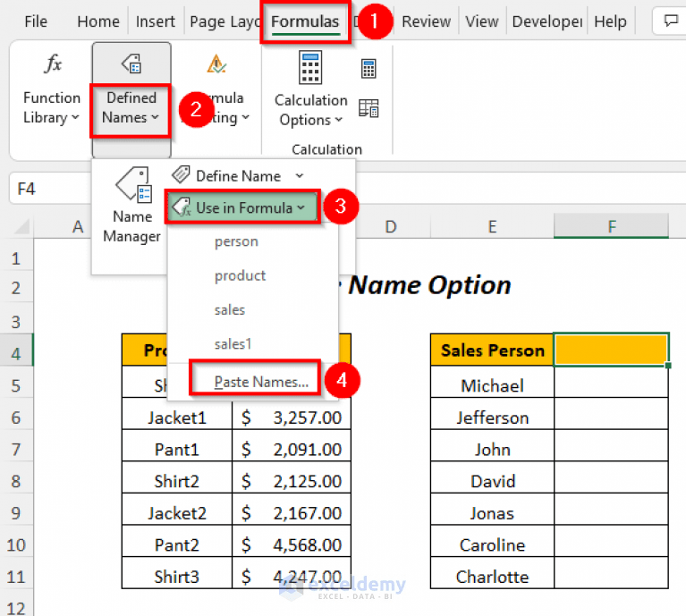 How to Paste Range Names in Excel (7 Ways) ExcelDemy