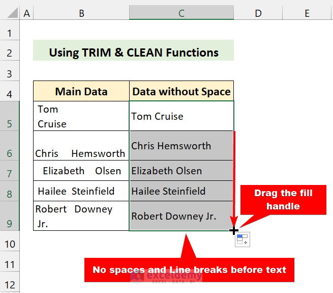 How to Remove Space Before Text in Excel (4 Methods) ExcelDemy