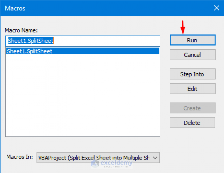 How to Split Sheet into Multiple Sheets Based on Rows in Excel
