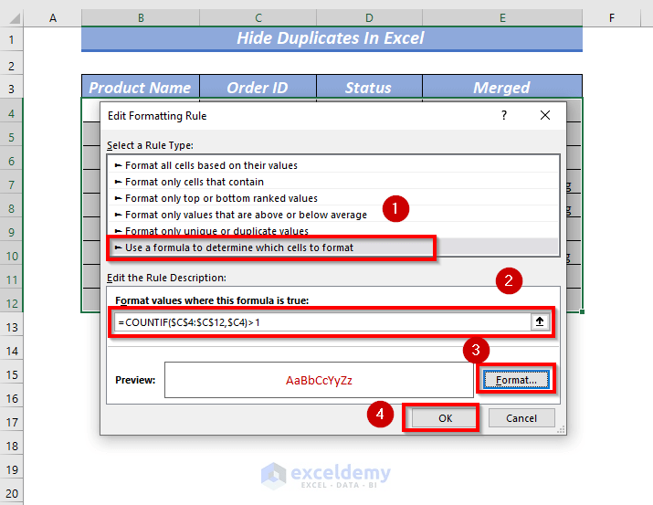 How to Hide Duplicates in Excel (4 Ways) ExcelDemy