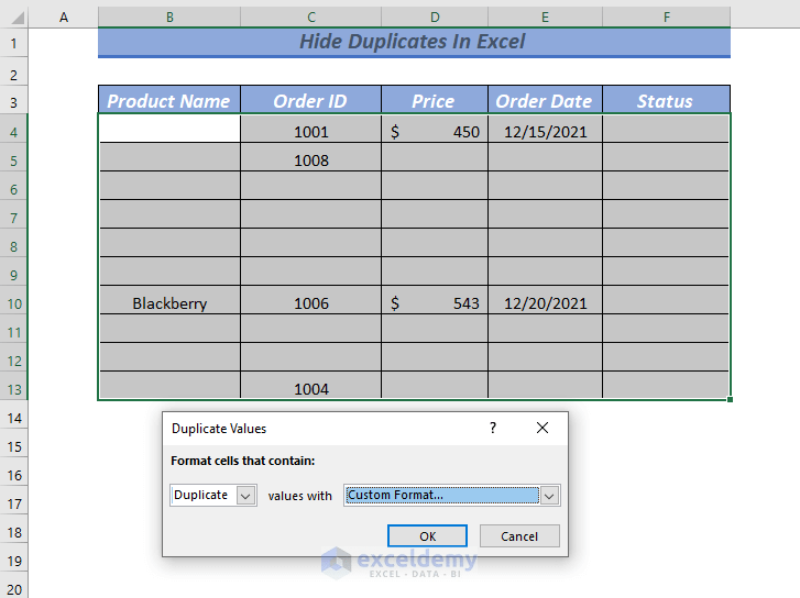 How to Hide Duplicates in Excel (4 Ways) ExcelDemy