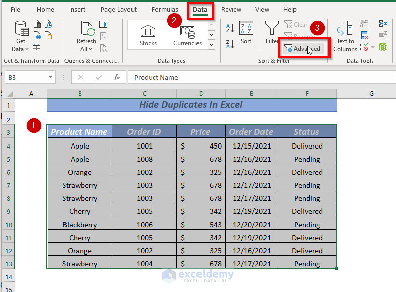 How to Hide Duplicates in Excel (4 Ways) ExcelDemy