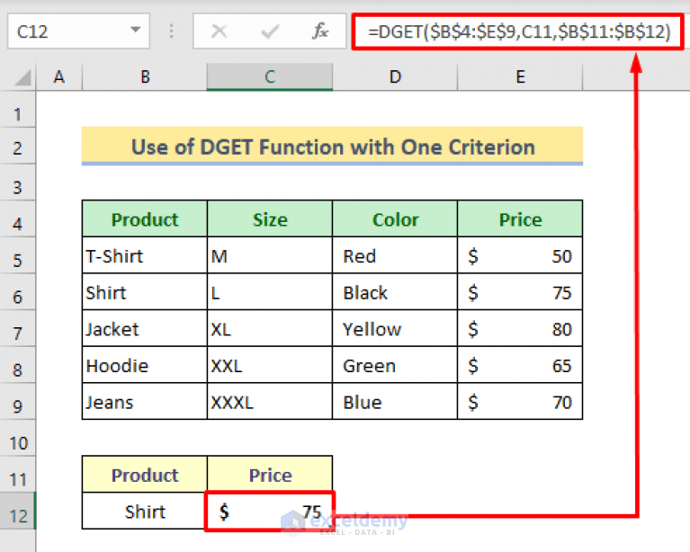 How to Use DGET Function in Excel (4 Examples) ExcelDemy