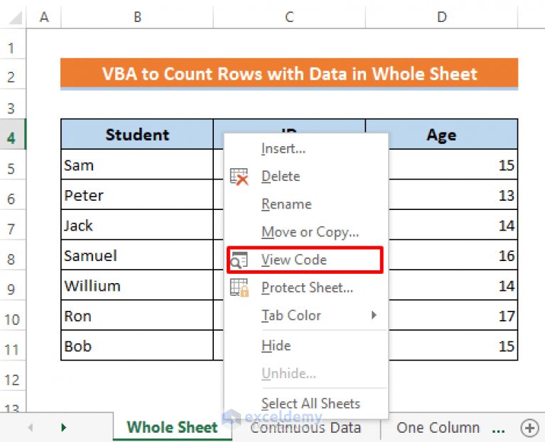 Excel VBA to Count Rows with Data (4 Examples) ExcelDemy