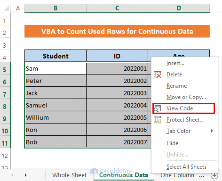 Excel VBA to Count Rows with Data (4 Examples) ExcelDemy