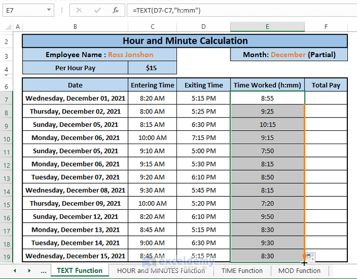 Convert hourly pay to minutes IsabelRosita