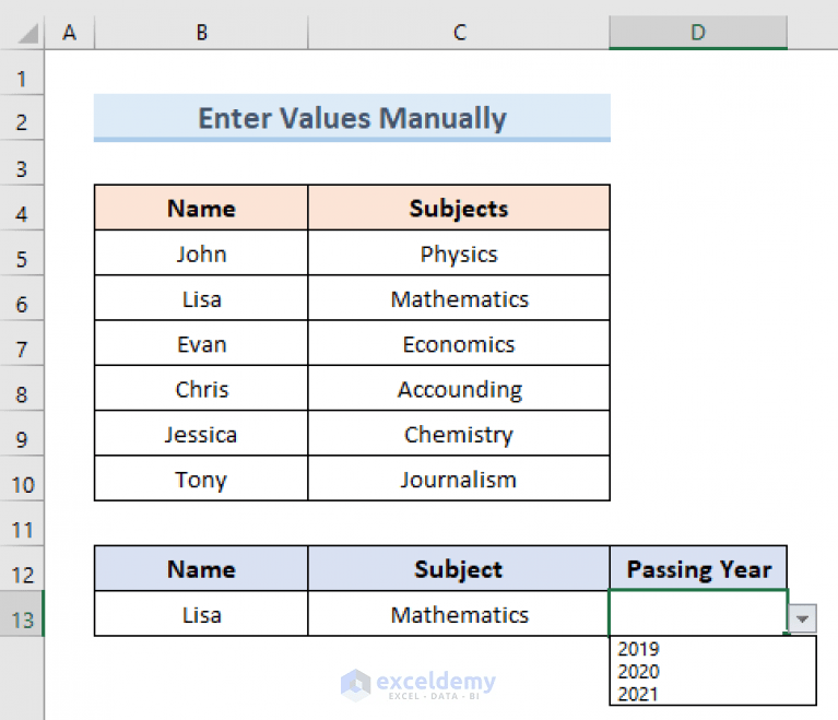 Create Excel Drop Down List from Table (5 Examples) ExcelDemy