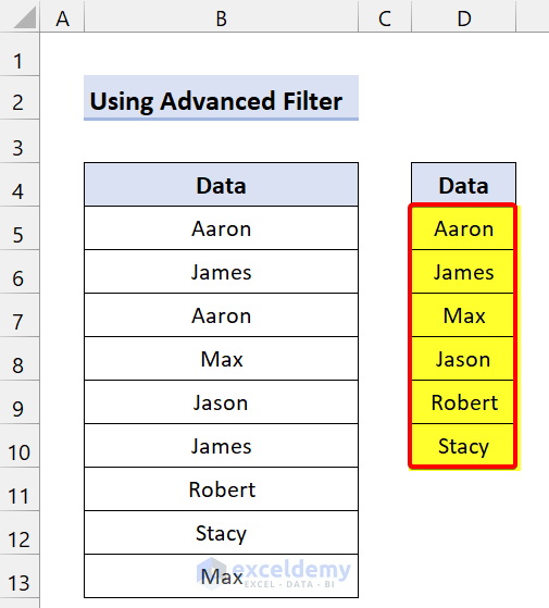 How to Find Unique Values in an Excel Column (6 Methods) ExcelDemy