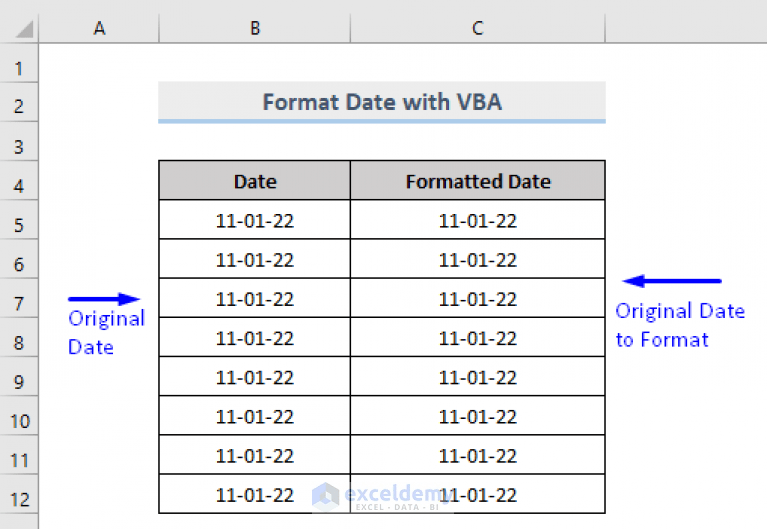 How to Format Date with VBA in Excel (4 Methods) ExcelDemy