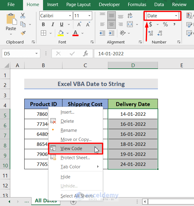VBA Date to String Conversion in Excel (6 Methods) ExcelDemy