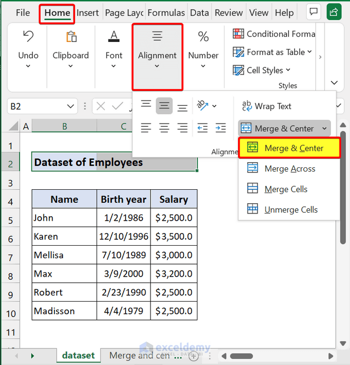 Using an Excel Shortcut to Merge Cells 3 Methods ExcelDemy