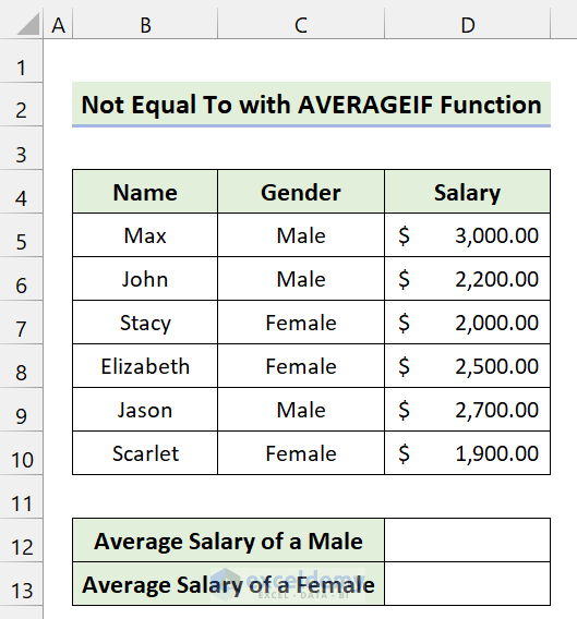 'Not Equal to' Operator in Excel (With 5 Examples) ExcelDemy