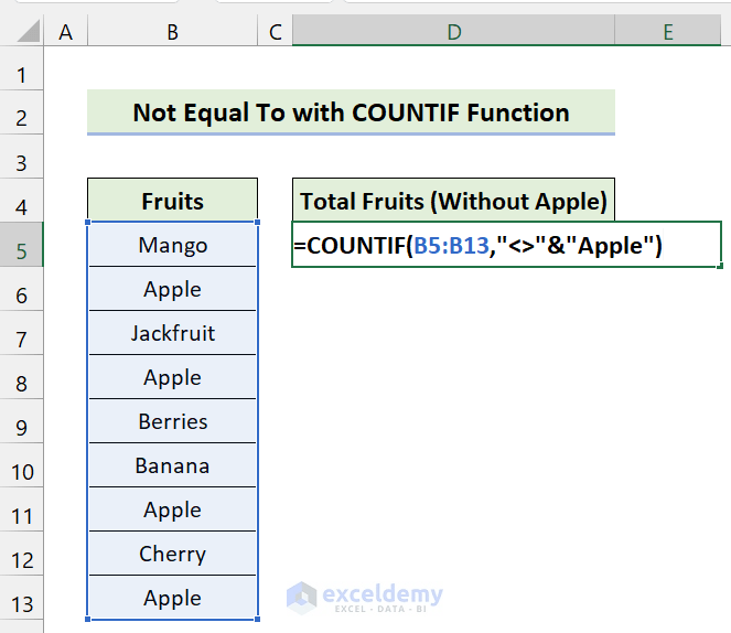 'Not Equal to' Operator in Excel (With 5 Examples) ExcelDemy