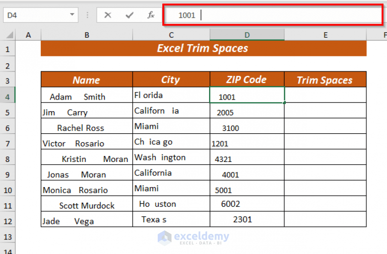 How to Trim Spaces in Excel (8 Easiest Ways) ExcelDemy