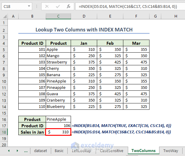 Excel INDEX MATCH Example (14 Examples + Alternative)