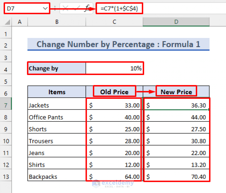 How to Add 10 Percent to a Number in Excel (2 Easy Methods)