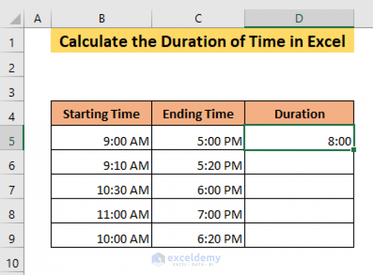 How to Calculate the Duration of Time in Excel (7 Methods) ExcelDemy