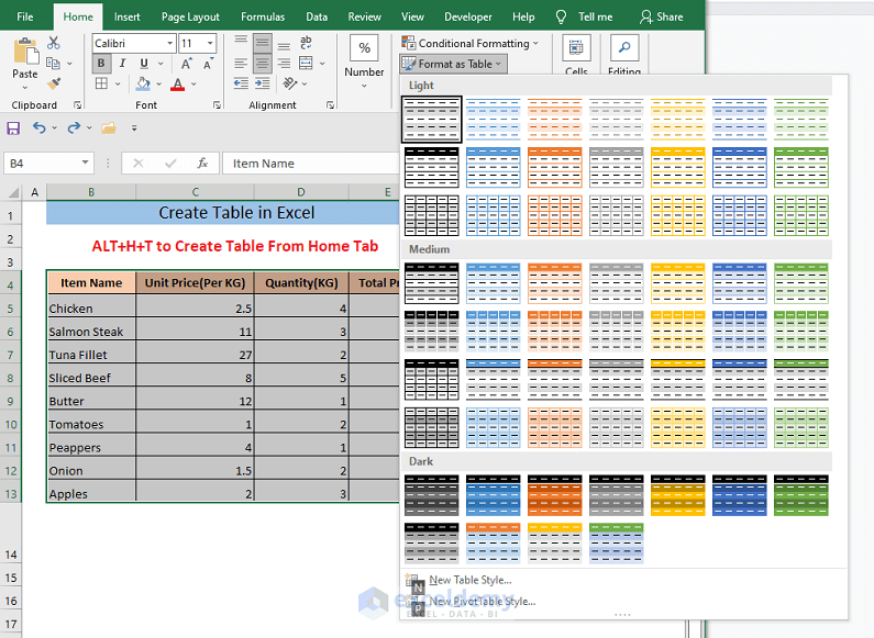 Create Table in Excel Using Shortcut (8 Methods) ExcelDemy
