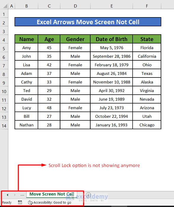 How to Use the Arrows to Move Screen Not Cell in Excel (4 Methods) (2022)