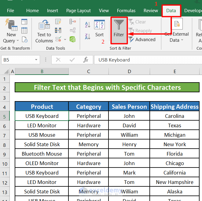 How to Use Text Filter in Excel (5 Methods) ExcelDemy