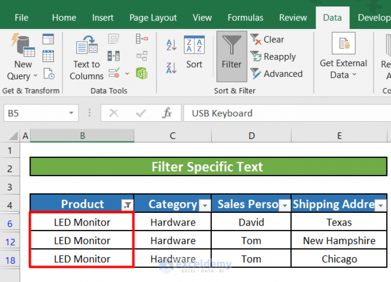 How to Use Text Filter in Excel (5 Examples) ExcelDemy