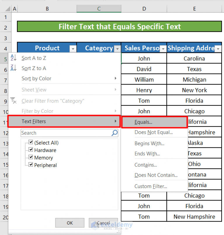 How to Use Text Filter in Excel (5 Examples) ExcelDemy
