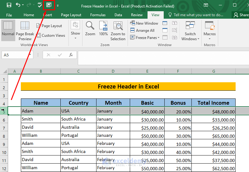 How to Freeze Header in Excel (Top 4 Methods) ExcelDemy