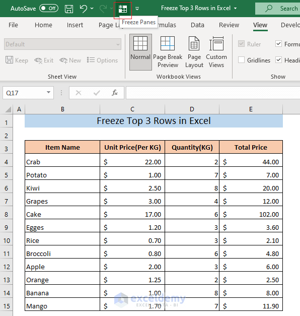 How to Freeze the Top 3 Rows in Excel (3 Methods) ExcelDemy