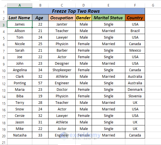 How to Freeze Top Two Rows in Excel (4 ways) ExcelDemy
