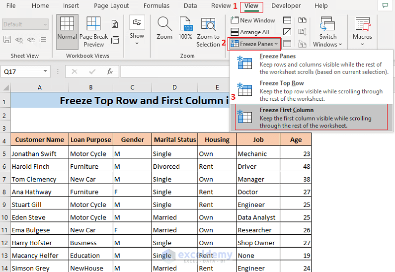 How to Freeze Top Row and First Column in Excel (5 Methods)