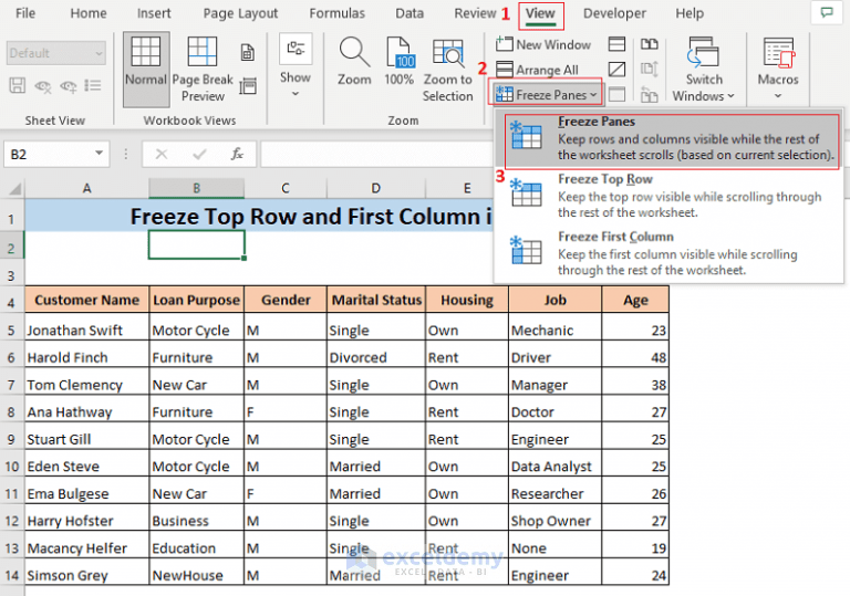 How to Freeze Top Row and First Column in Excel (5 Methods)