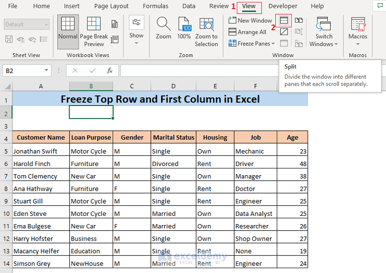 How to Freeze Top Row and First Column in Excel (5 Methods)