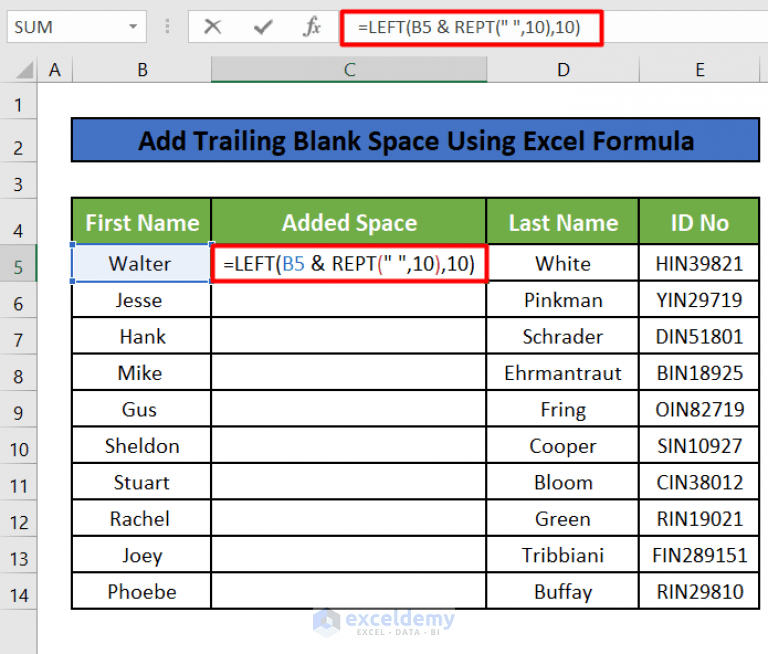 How to Add Blank Space Using Excel Formula (6 Methods) ExcelDemy