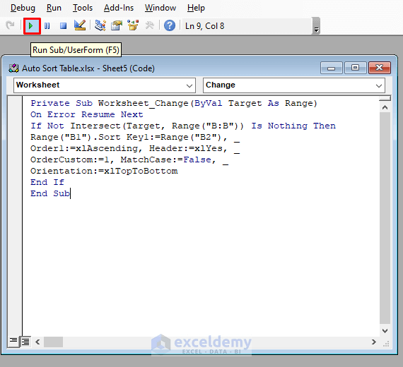How to Auto Sort Table in Excel (5 Methods) ExcelDemy