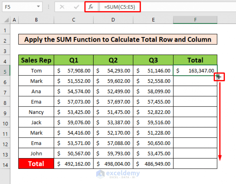 How to Calculate Total Row and Column in Excel (4 Methods) ExcelDemy