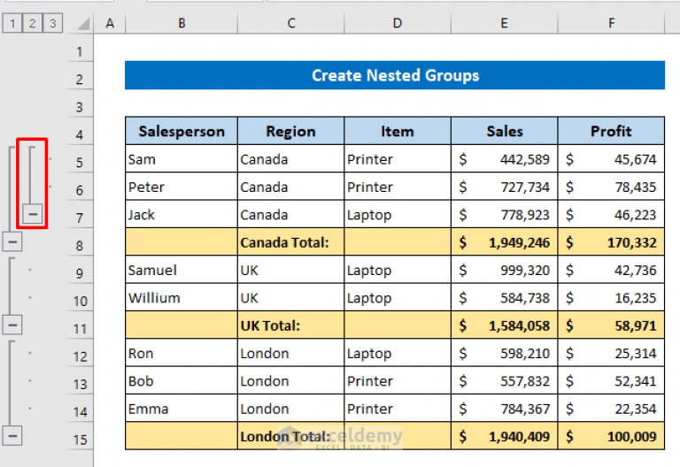 How to Group Rows in Excel with Expand or Collapse (5 Methods)