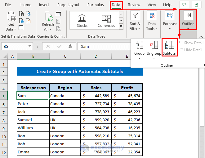 How to Group Rows in Excel using the Expand or Collapse features 5