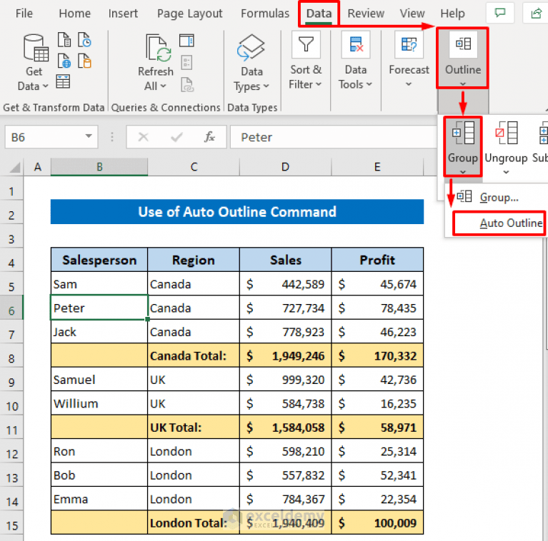 How to Group Rows in Excel with Expand or Collapse (5 Methods)