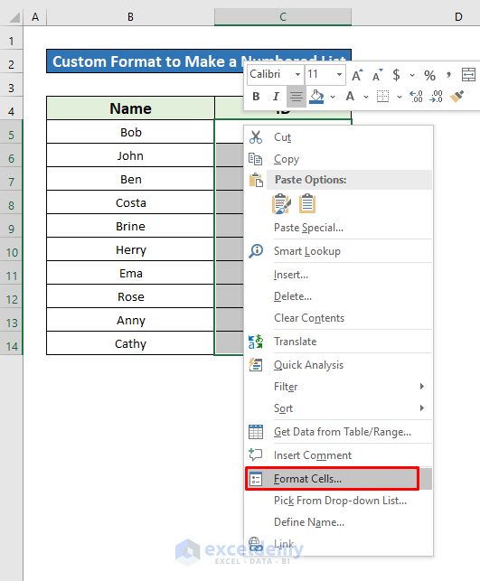How to Make a Numbered List in Excel (8 Methods) ExcelDemy