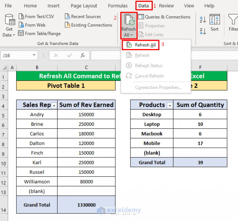 How to Refresh All Pivot Tables in Excel (3 Ways) ExcelDemy