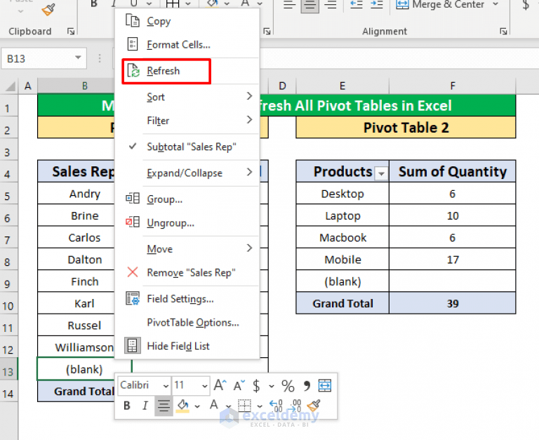 How to Refresh All Pivot Tables in Excel (3 Ways) ExcelDemy