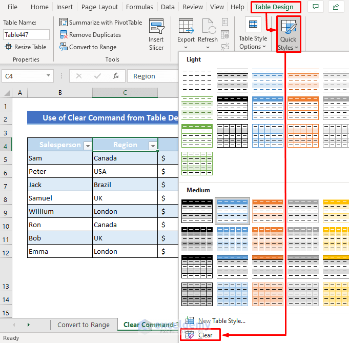 How to Remove Table Functionality in Excel 3 Methods ExcelDemy