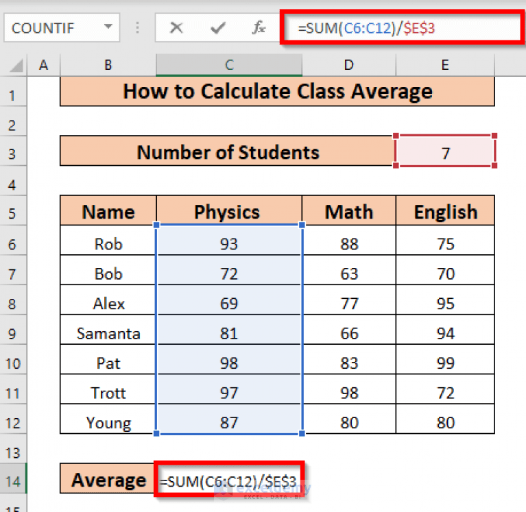 How to Calculate Class Average in Excel (6 Easiest Methods) ExcelDemy