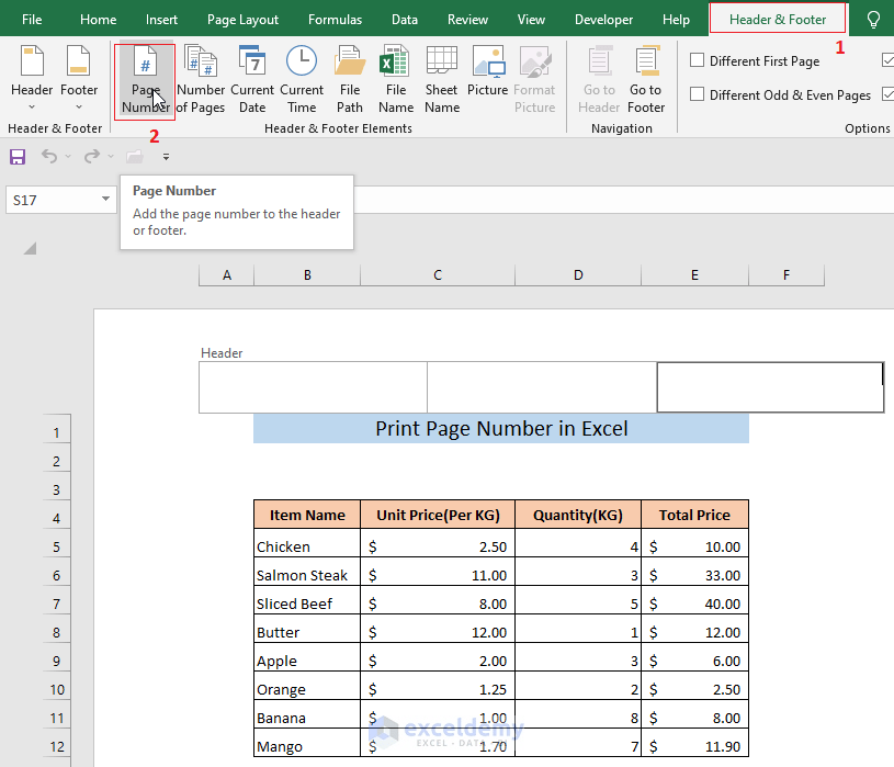 How to Print the Page Number in Excel 5 Methods ExcelDemy