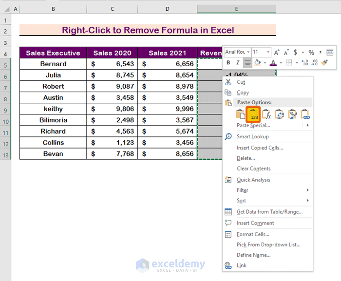 How to Remove a Formula in Excel and Keep Values (5 Ways) ExcelDemy