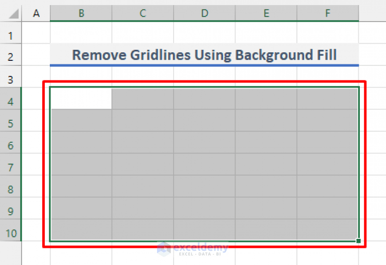 How to Remove Gridlines in Excel for Specific Cells (2 Quick Methods)